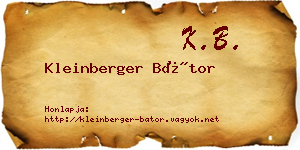 Kleinberger Bátor névjegykártya